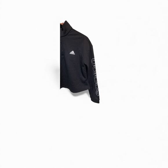 Adidas Cropped Quarter Zip Pullover Women’s M Black Long Sleeve- RUNS SMALL - Picture 3 of 8